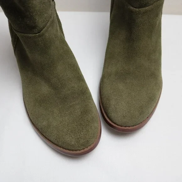 Adrienne Vittadini Fonzie Olive Western Suede Heeled Booties Size 8.5 - Picture 7 of 15